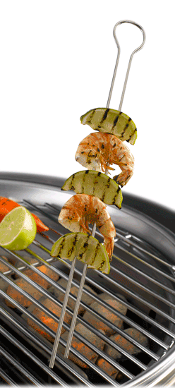 Een dubbele spies is ideaal voor het vastprikken van zachte producten